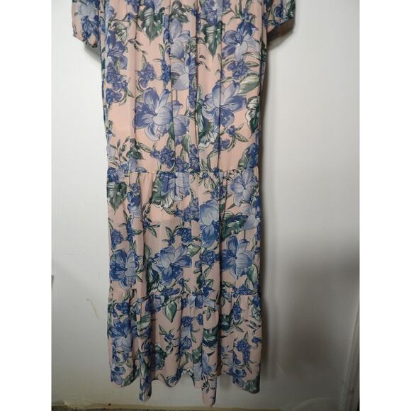 Kate & Lily Size 10 Maxi Dress Sheer Pink Floral Tropical Chiffon Collared Butt - Picture 15 of 15